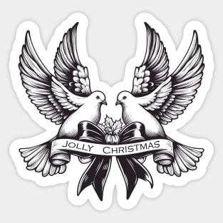 Couple of doves-  Jolly Christmas banner Sticker